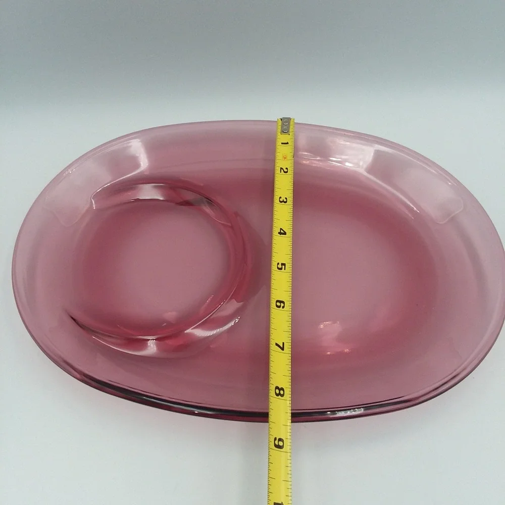Corning Visions Cranberry Sandwich Plate H118 1 Pt Round‎ Bowl C16B Discontinued